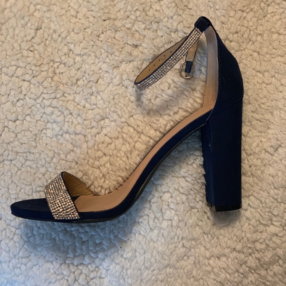 Royal blue heels with sequin straps